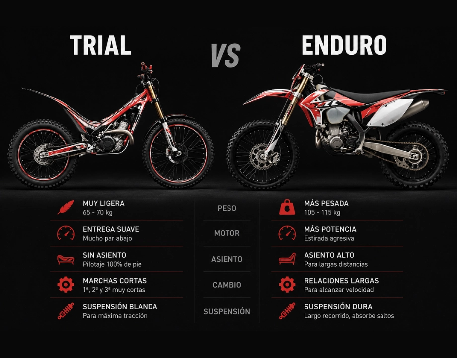 Trial vs enduro comparativa
